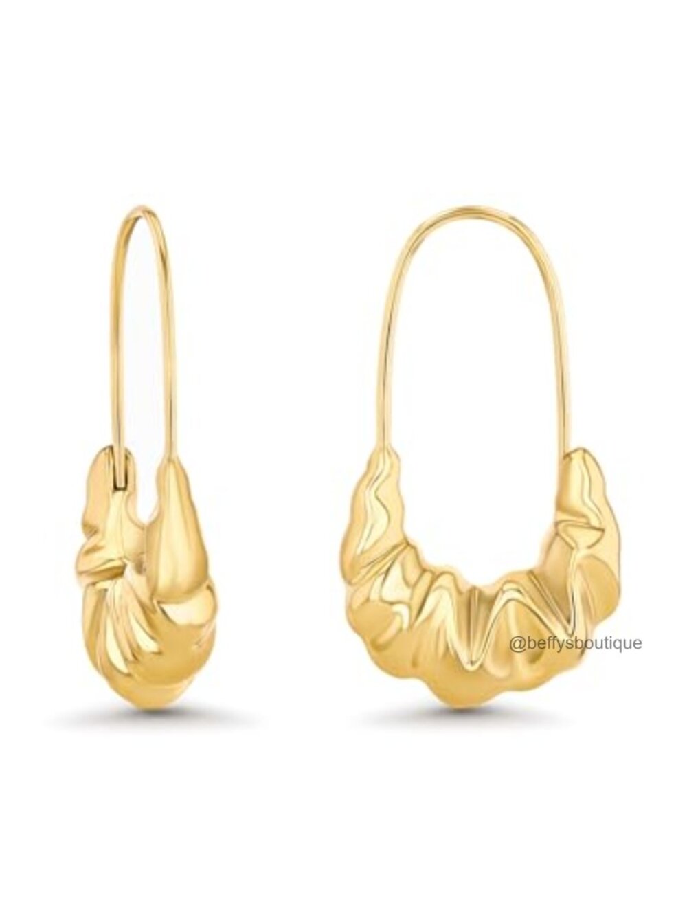 18K Gold Plated Twisted Open Hoop Statement Stud Earrings with CZ